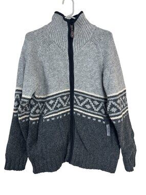 Attraction Cardigan Sweater Moose Shetland Wool Blend Winter Canada Med Vintage